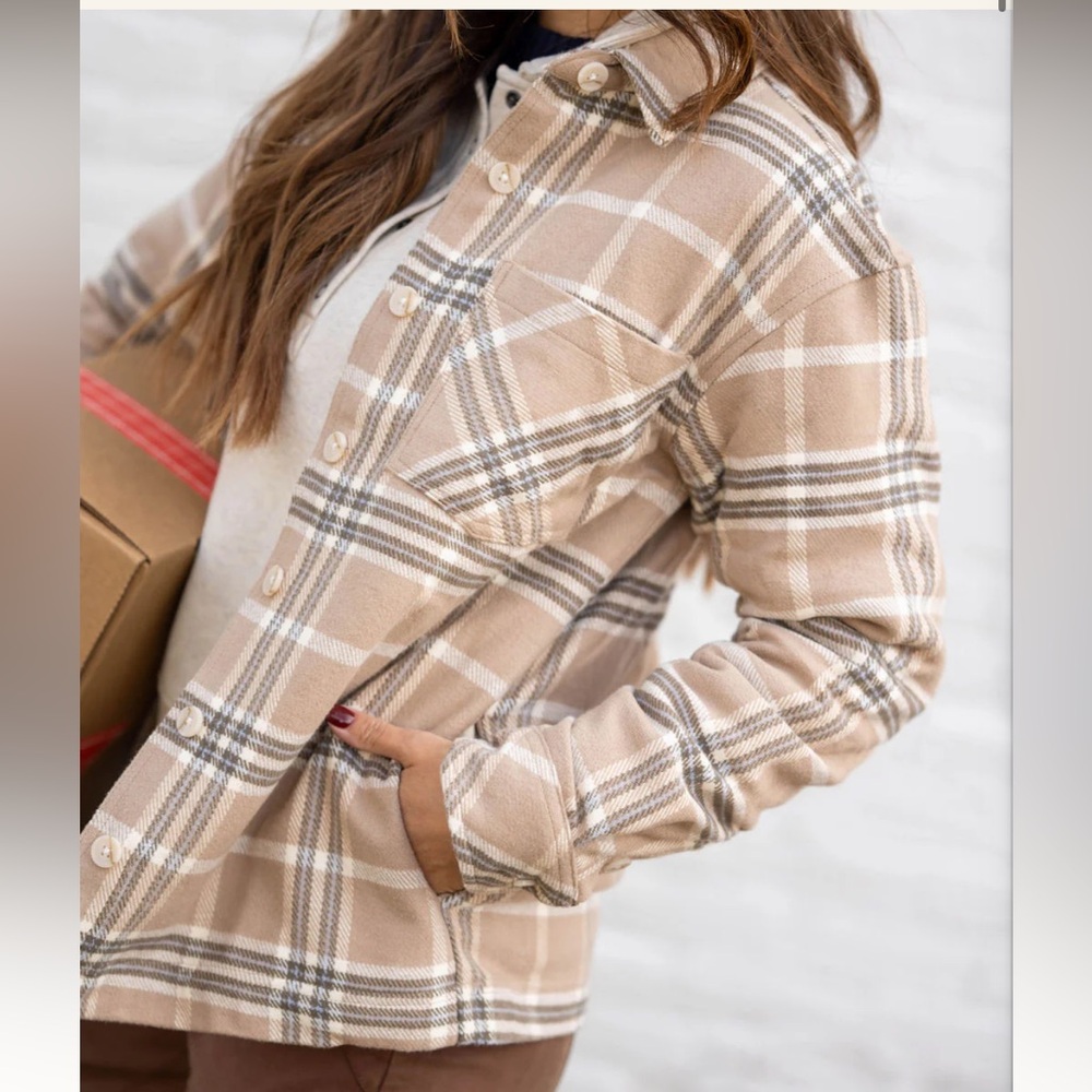Plaid Button-Up Shacket - Picture 3 of 6